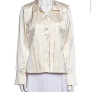 Alexis silk button-up blouse. Size L. Off-white color.